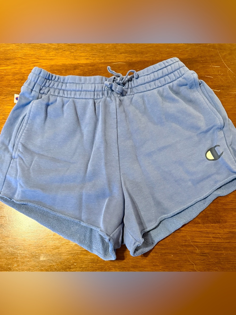 Champion Women’s Light Blue Drawstring French Terry Athletic Shorts